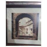 European Architecture Sepia Print in Brown Frame