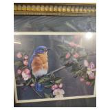 Bluebird and Cherry Blossoms Framed Art Print