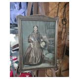 1860s Framed Portrait with Ornate Period Frame