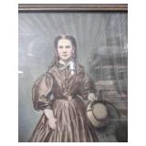 1860s Framed Portrait with Ornate Period Frame