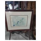 Flying Birds Blue Monochrome Art Print