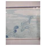 Flying Birds Blue Monochrome Art Print