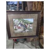French Village Landscape Print in Frame
