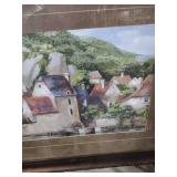 French Village Landscape Print in Frame