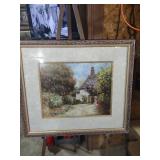English Cottage Garden Print in Ornate Frame