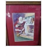 1948 Santa Claus Watercolor in Ornate Gold Frame