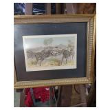 African Zebra Herd Wildlife Print in Gold Frame