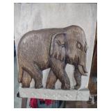Hand Carved Wooden Elephant Wall Panel