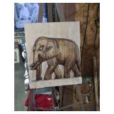 Hand Carved Wooden Elephant Wall Art