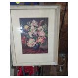 Framed Floral Still Life Print in White Frame