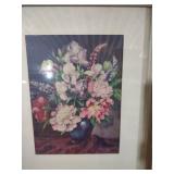 Framed Floral Still Life Print in White Frame