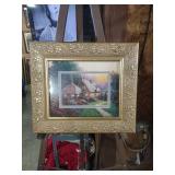 Cottage Scene in Ornate Gold Frame