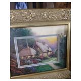 Cottage Scene in Ornate Gold Frame