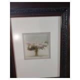 Floral Still Life Print in Ornate Wood Frame