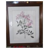 Pink Wild Rose Botanical Print in Wood Frame