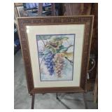 Framed Watercolor Grape Still Life