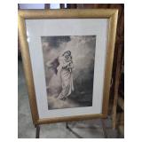 Mother and Child Black & White Photography Art Print in Gold Frame