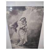 Mother and Child Black & White Photography Art Print in Gold Frame