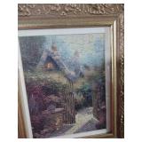 Thomas Kinkade Garden Path Puzzle in Ornate Gold Frame