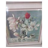 Magnolia and Rose Still Life Framed Art Print