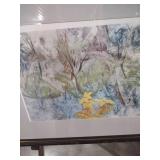 Framed Asian Style Watercolor Landscape