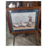 Framed Country Scene with Geese Print