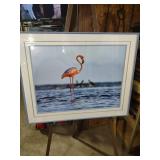 Framed Pink Flamingo Ocean Photography Print