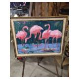 Pink Flamingos Mixed Media Painting