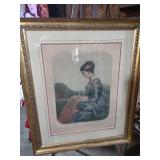 Victorian Era Portrait Print in Ornate Gold Frame