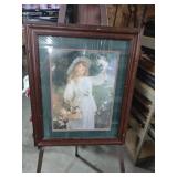 Victorian Era Garden Scene Print in Wooden Frame