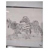 Original Zebra Herd Wildlife Sketch with Fun Safaris Letter