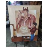 Original Oil Painting - Western Scene with Rotary Phone