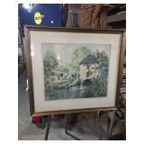 Watercolor Cottage by Stream Print