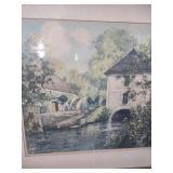 Watercolor Cottage by Stream Print