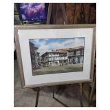 Spanish Colonial Town Square Watercolor