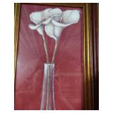 White Calla Lilies in Glass Vase - Framed Art by Yves Planc
