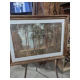 Large Framed Forest Lake Scene Print