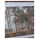 Large Framed Forest Lake Scene Print