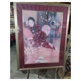 Japanese Cherry Blossom Art Print in Gold Frame