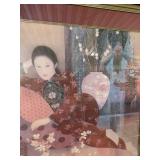 Japanese Cherry Blossom Art Print in Gold Frame