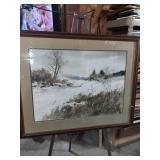 Winter Landscape Watercolor Artwork