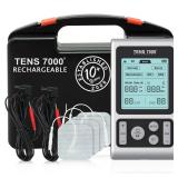 TENS 7000 Rechargeable TENS Unit Muscle Stimulator and Pain Relief Device - Advanced TENS Machine for Effective Back Pain Relief, Nerve Pain Relief, Muscle Pain Relief