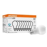 Sylvania ECO LED A19 Light Bulb, 60W Equivalent, Efficient 9W, 7 Year, 750 Lumens, Non-Dimmable, Frosted, 5000K, Daylight - 8 Pack (40883)
