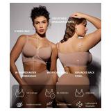 FeelinGirl Womens Wireless Full Coverage Bra Seamless Bralette 3-Pack (Black/Nude/Beige,X-Large)