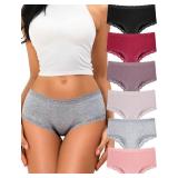FINETOO Cotton Underwear for Women Sexy Boy Shorts Breathable Cheeky Lace Trim Panties Womens Underwear 6 Pack