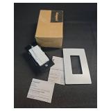 Legrand Radiant RH453PWPW 450W Preset Decorator Rocker Dimmer Light Switch with Locator Light and Screwless Wall Plate for Dimmable LED and CFL Bulbs, Single Pole/3-Way, White (1 Count)