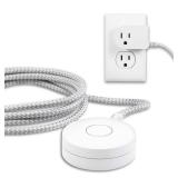 Philips Grounded Plug with Braided Cord, 6 Ft Long Power Cable, ON/Off Switch, for Tabletop or Wall Mount, Perfect for Lamps/Seasonal Lights, 3 Prong,Slip Resistant Base,SPS1611WA/37,White