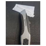 Amazon Basics Soft Grip Retractable Utility Knife with 3 Blades, Black/Silver