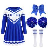 Haysandy Girls Cheerleader Costume Outfit Set Fancy Dress for Halloween Birthday Party(9 to 10 Years Old,Blue)