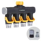 Melnor 65135AMZ 4 Way Lever Flow Through Valve Connector Bundle, Yellow, Black